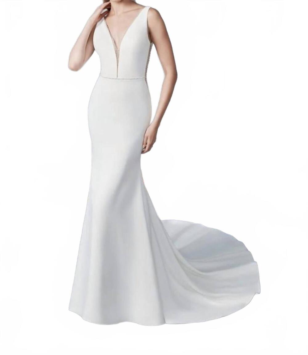 NEW ELLA ROSA sheath wedding dress with delicate lace accents in ivory/nude/ivor
